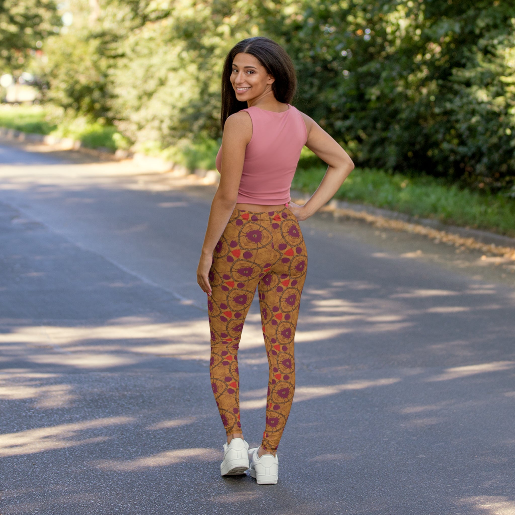 Boho Patterned Women's Leggings, Trendy Activewear, Comfortable Yoga Pants, Unique Gift for Her, Casual Everyday Outfit