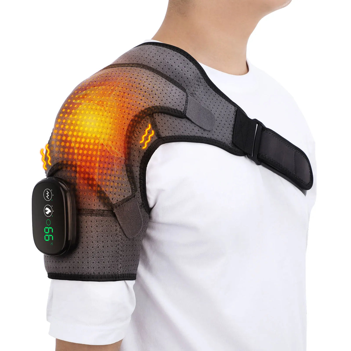 Electric Heated Shoulder Massage Brace – Adjustable with Vibration & Heat