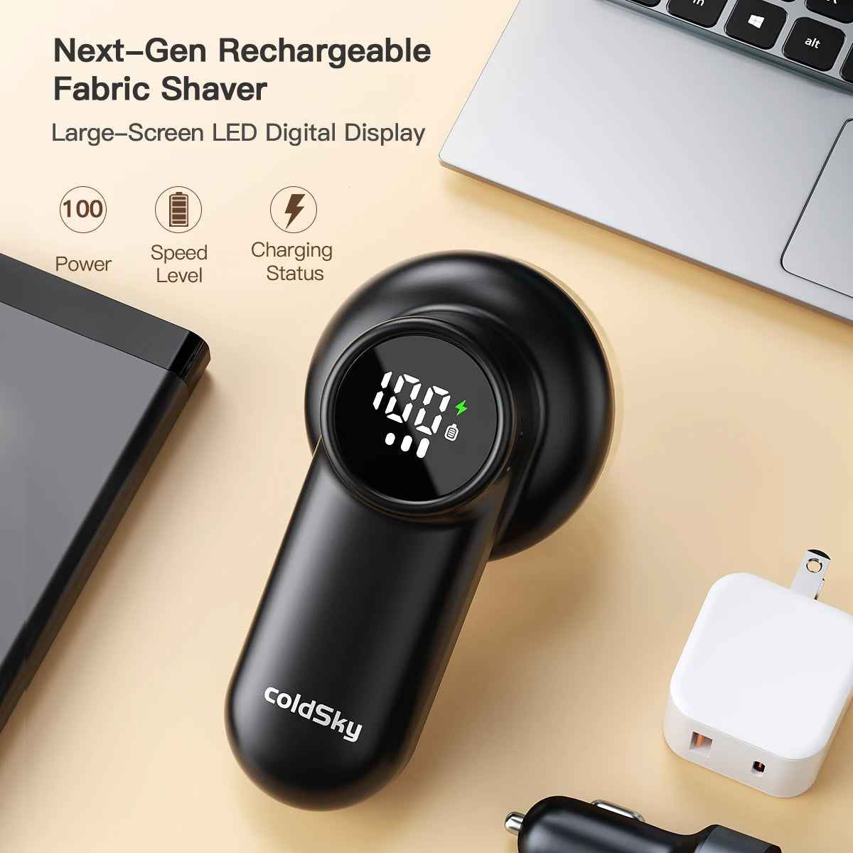 Rechargeable Lint Remover with Digital Display – coldSky Fabric Shaver