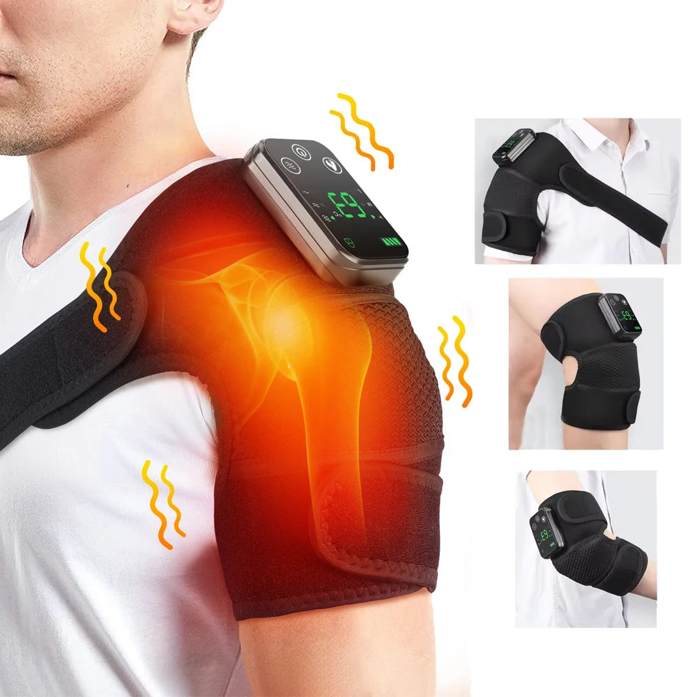 Electric Heated Shoulder Massage Brace – Adjustable with Vibration & Heat