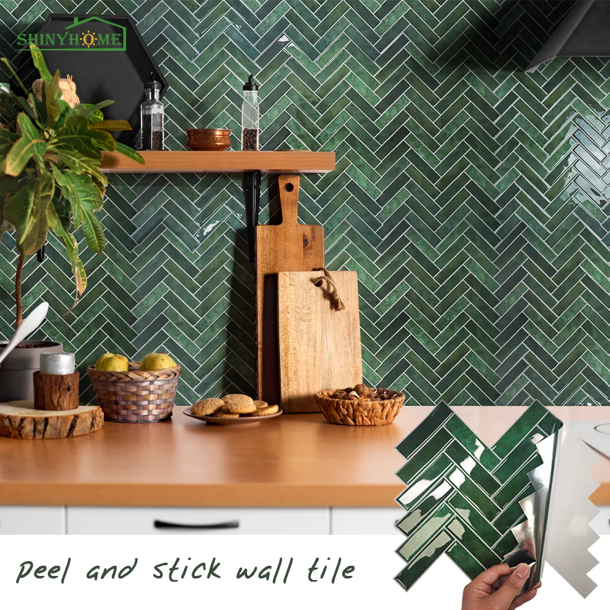 3D Self-Adhesive Green Wall Tiles Pack