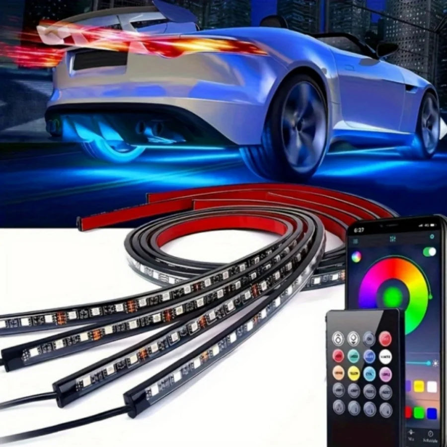 RGB Car Underglow Lights – 8-Color LED Strips with App & Remote Control
