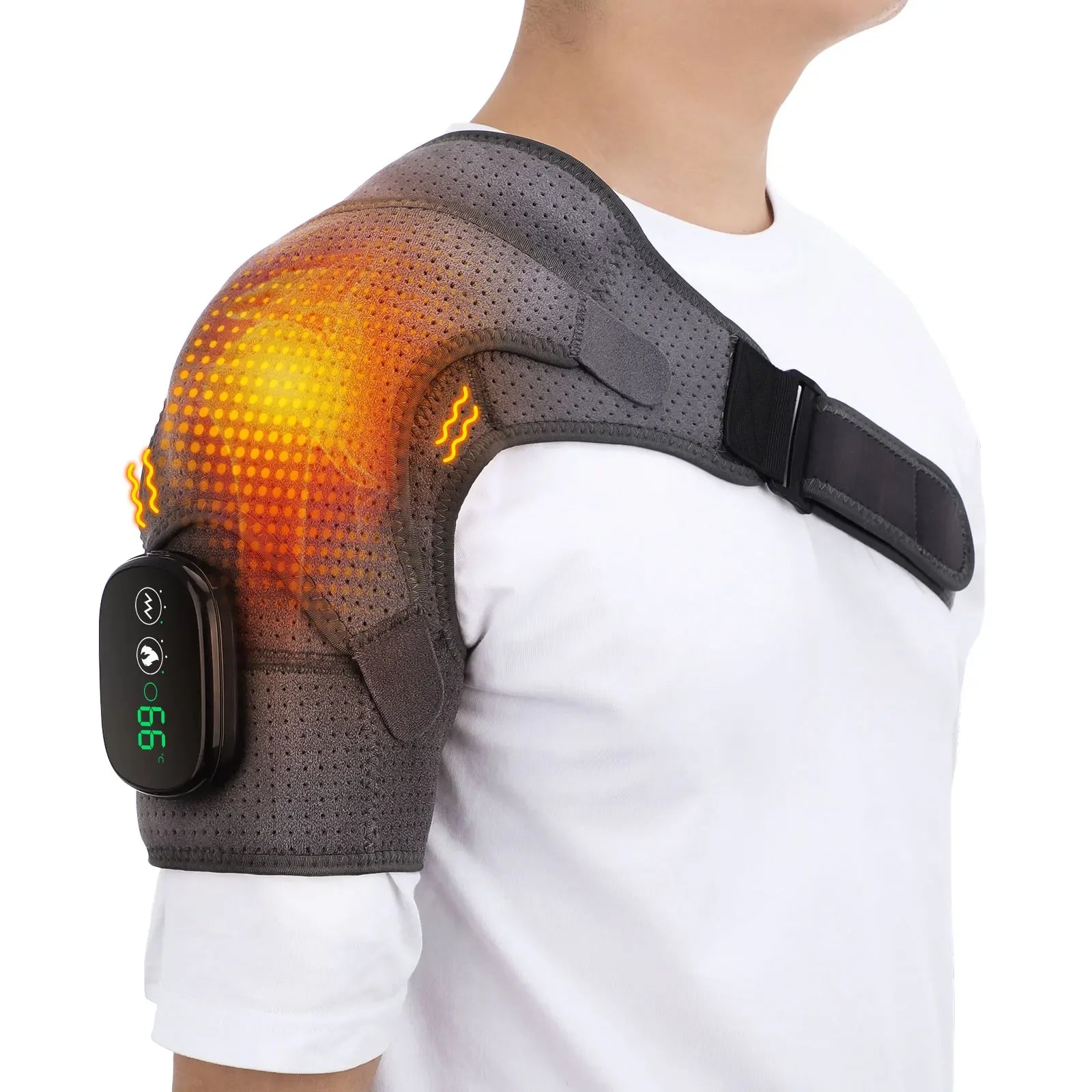 Electric Heated Shoulder Massage Brace – Adjustable with Vibration & Heat