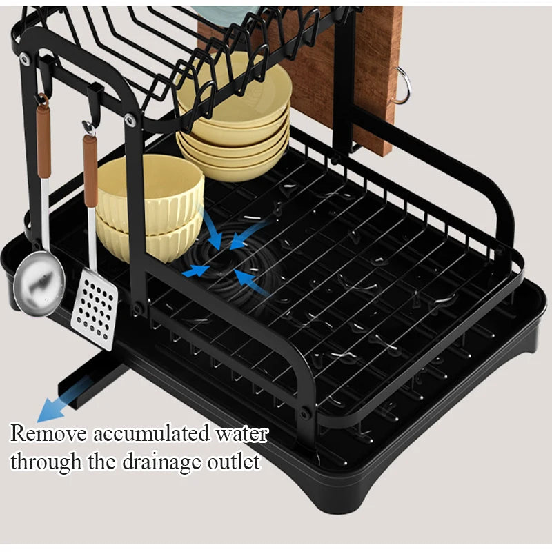 2-Tier Dish Drying Rack with Drain Basket