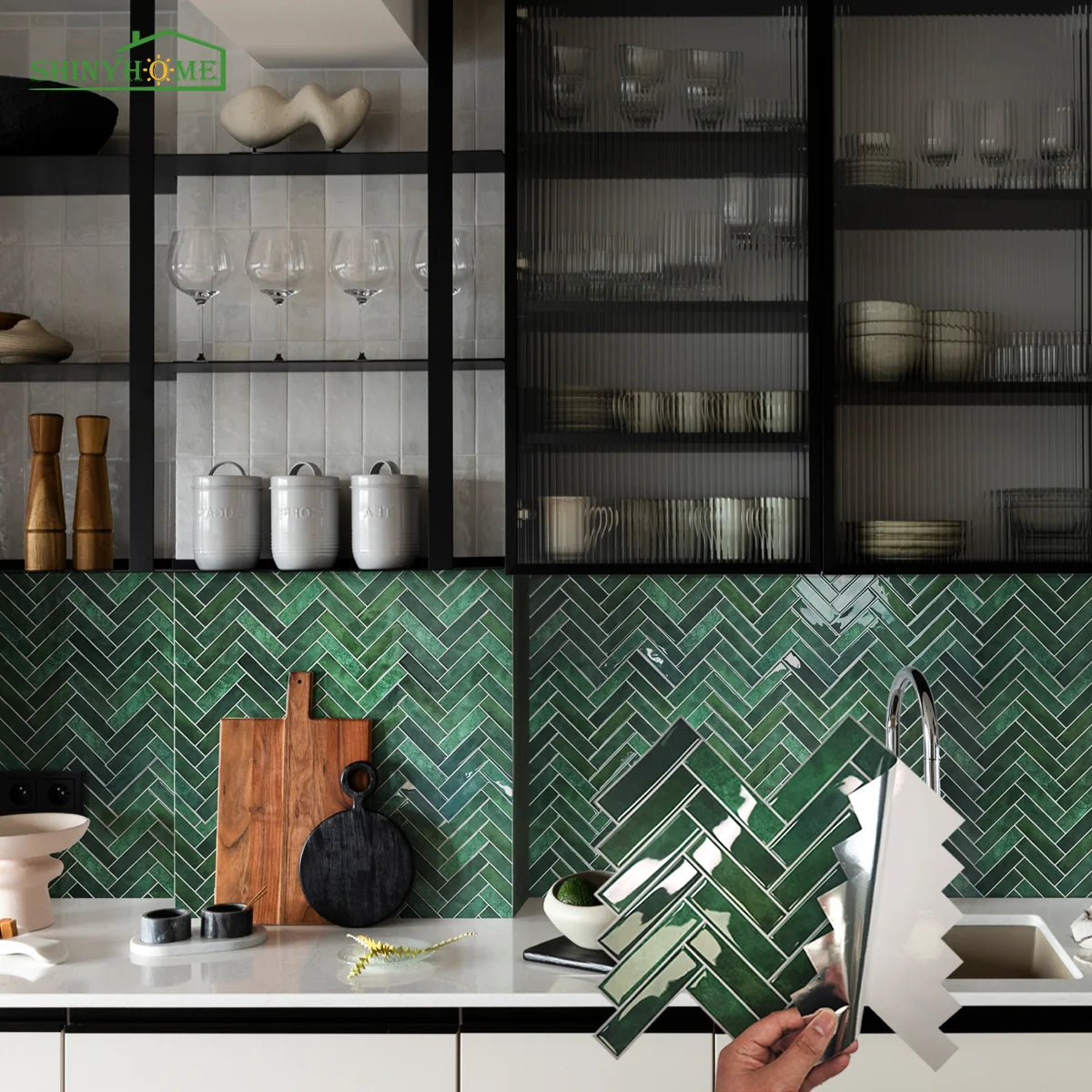 3D Self-Adhesive Green Wall Tiles Pack