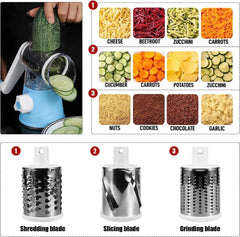 3-in-1 Rotary Cheese Grater & Slicer