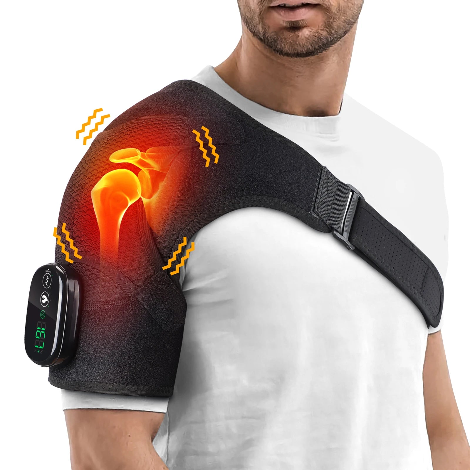 Electric Heated Shoulder Massage Brace – Adjustable with Vibration & Heat